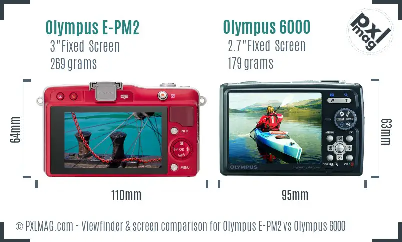 Olympus E-PM2 vs Olympus 6000 Screen and Viewfinder comparison