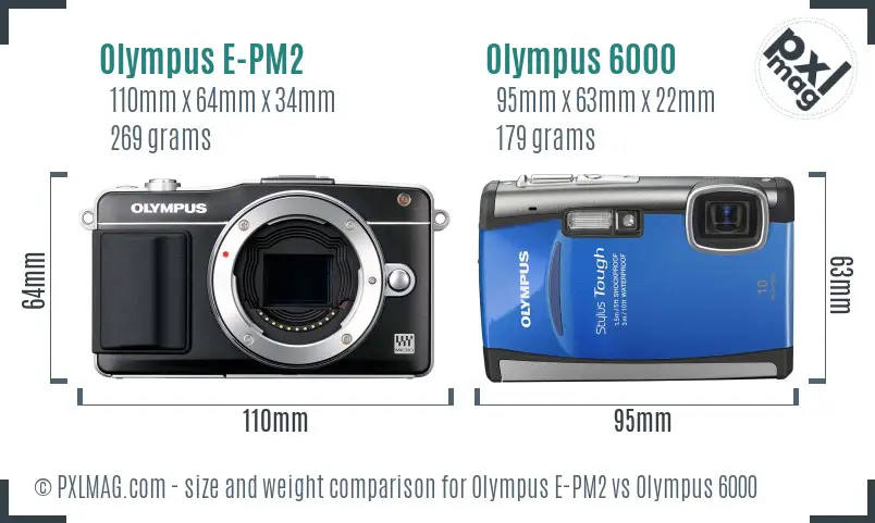 Olympus E-PM2 vs Olympus 6000 size comparison