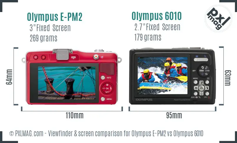 Olympus E-PM2 vs Olympus 6010 Screen and Viewfinder comparison