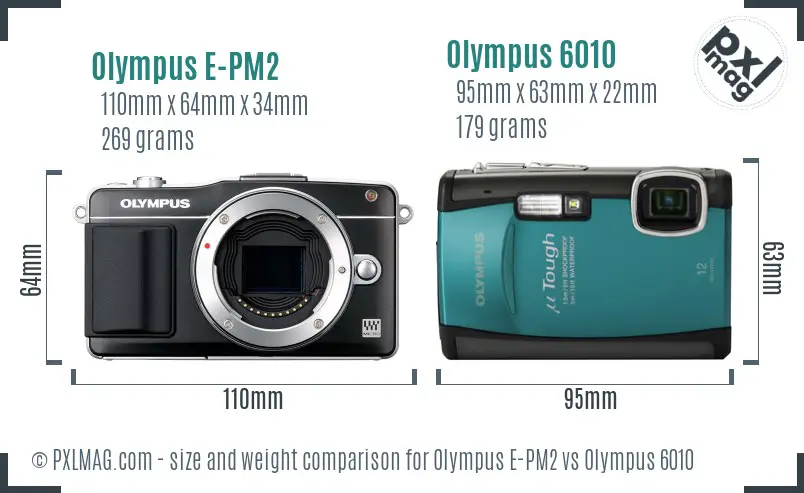 Olympus E-PM2 vs Olympus 6010 size comparison