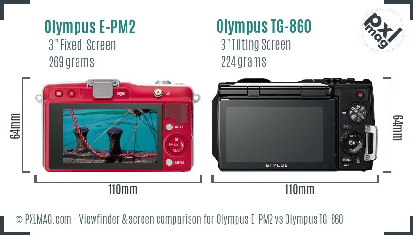 Olympus E-PM2 vs Olympus TG-860 Screen and Viewfinder comparison