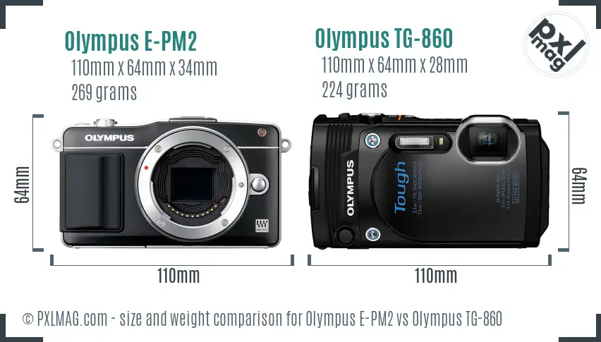 Olympus E-PM2 vs Olympus TG-860 size comparison