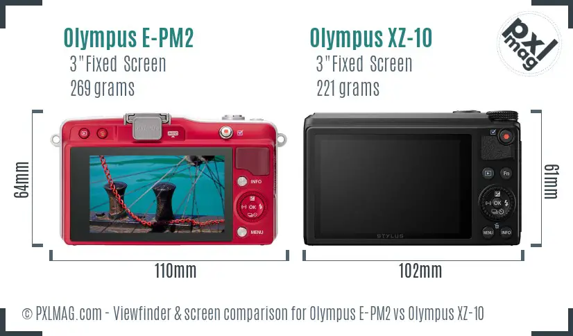 Olympus E-PM2 vs Olympus XZ-10 Screen and Viewfinder comparison