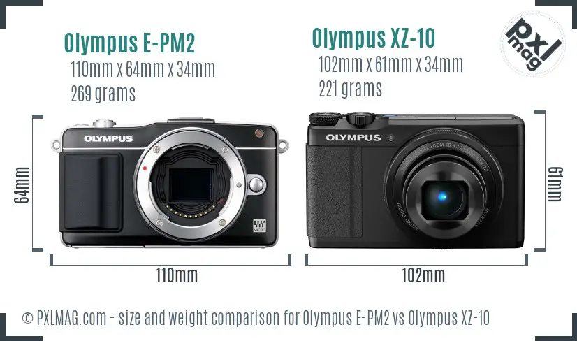 Olympus E-PM2 vs Olympus XZ-10 size comparison
