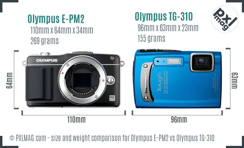 Olympus E-PM2 vs Olympus TG-310 size comparison