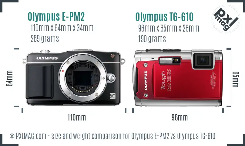 Olympus E-PM2 vs Olympus TG-610 size comparison