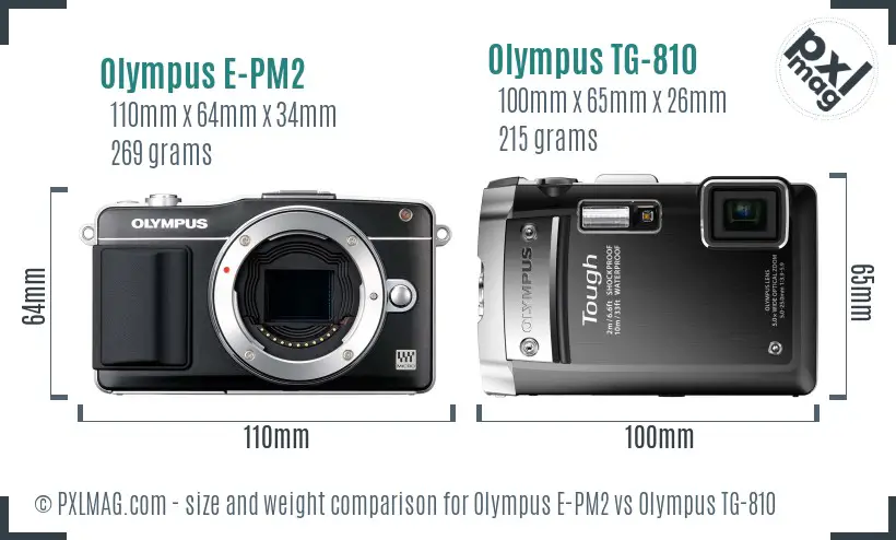 Olympus E-PM2 vs Olympus TG-810 size comparison