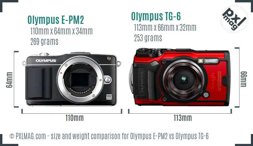 Olympus E-PM2 vs Olympus TG-6 size comparison