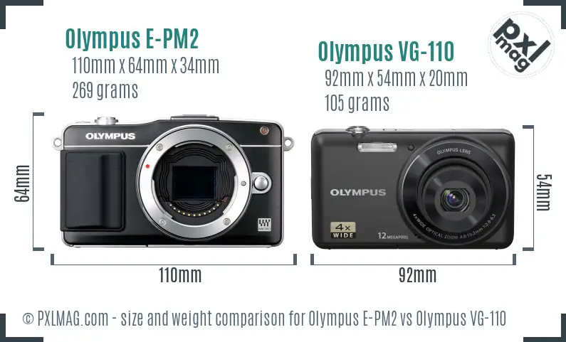 Olympus E-PM2 vs Olympus VG-110 size comparison