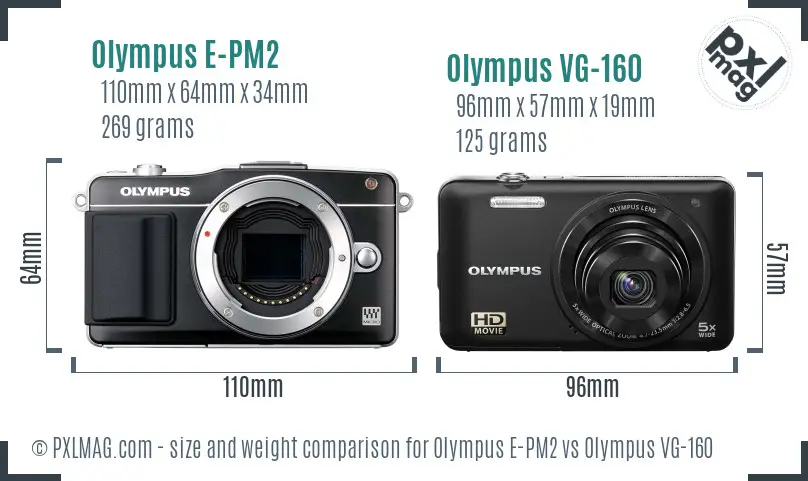 Olympus E-PM2 vs Olympus VG-160 size comparison