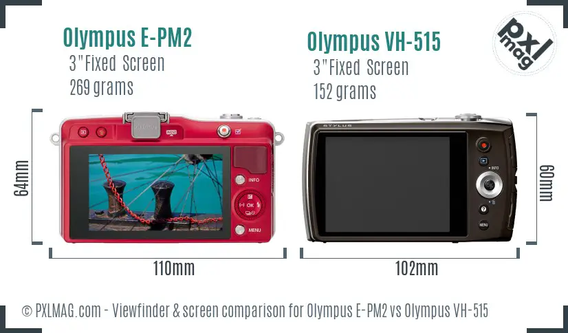 Olympus E-PM2 vs Olympus VH-515 Screen and Viewfinder comparison