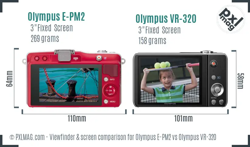 Olympus E-PM2 vs Olympus VR-320 Screen and Viewfinder comparison