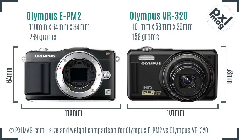 Olympus E-PM2 vs Olympus VR-320 size comparison