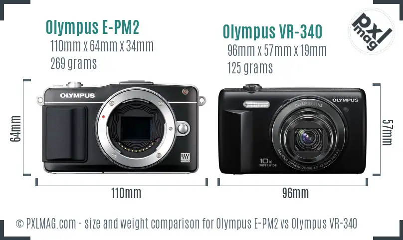 Olympus E-PM2 vs Olympus VR-340 size comparison