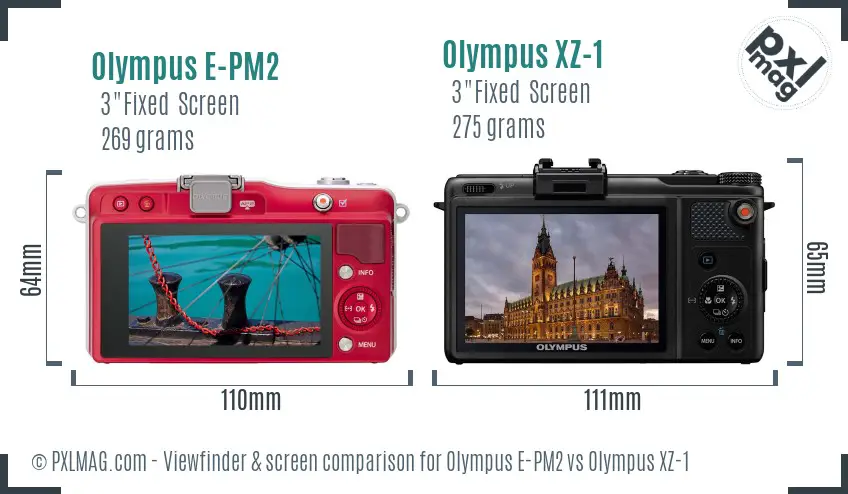 Olympus E-PM2 vs Olympus XZ-1 Screen and Viewfinder comparison