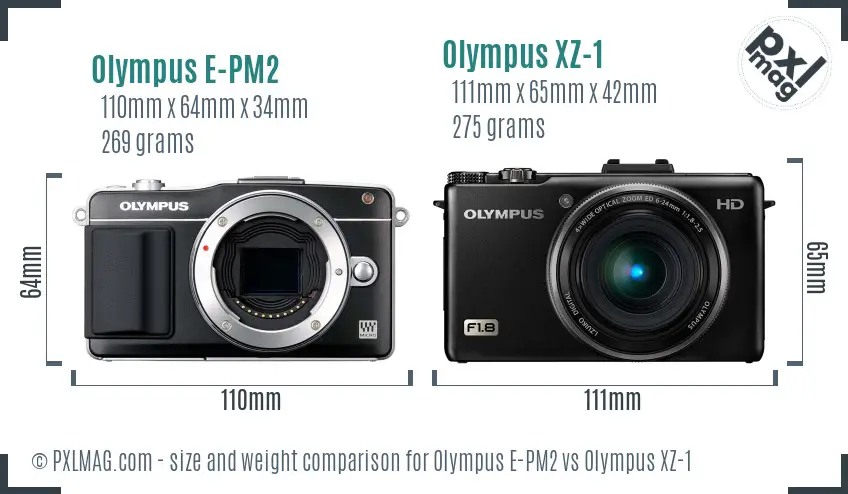 Olympus E-PM2 vs Olympus XZ-1 size comparison