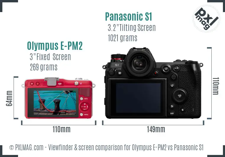 Olympus E-PM2 vs Panasonic S1 Screen and Viewfinder comparison