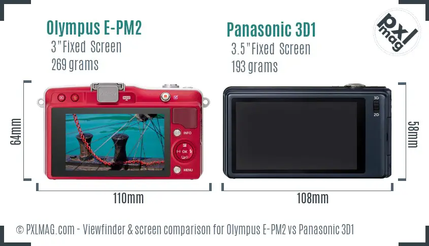 Olympus E-PM2 vs Panasonic 3D1 Screen and Viewfinder comparison