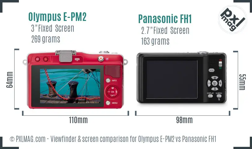 Olympus E-PM2 vs Panasonic FH1 Screen and Viewfinder comparison