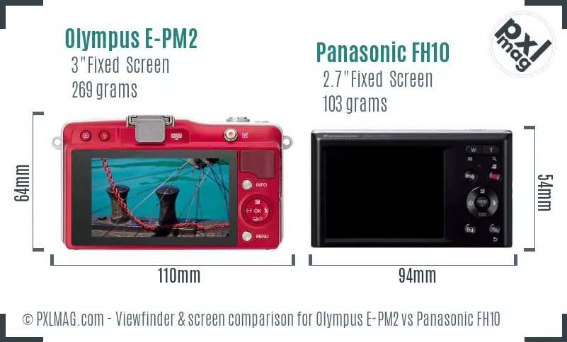 Olympus E-PM2 vs Panasonic FH10 Screen and Viewfinder comparison
