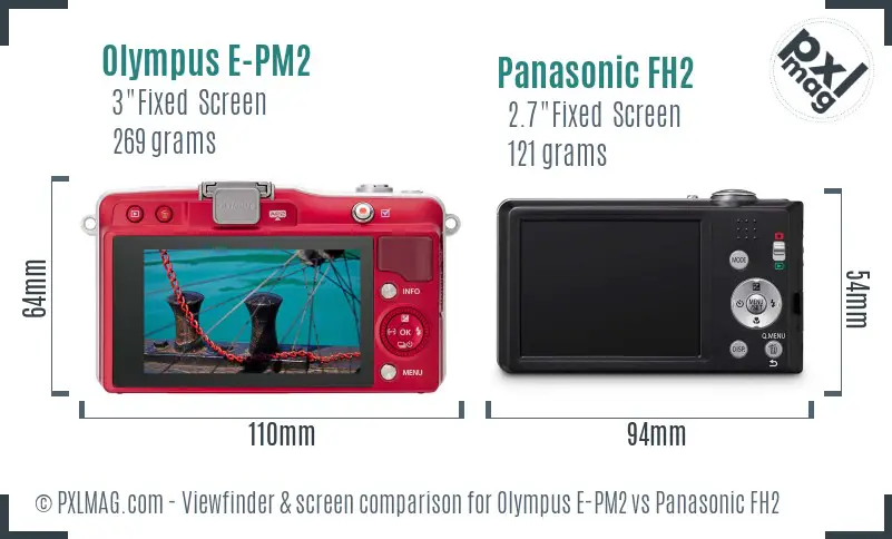 Olympus E-PM2 vs Panasonic FH2 Screen and Viewfinder comparison
