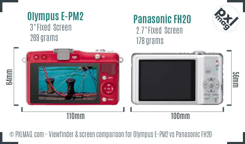 Olympus E-PM2 vs Panasonic FH20 Screen and Viewfinder comparison