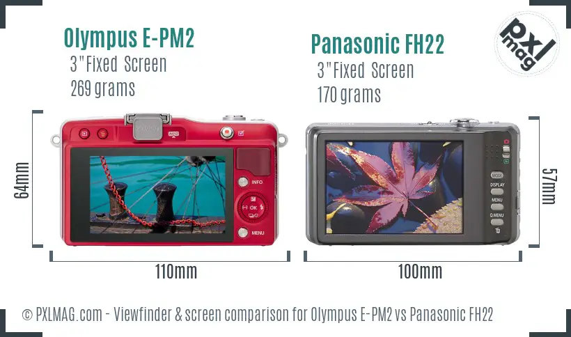 Olympus E-PM2 vs Panasonic FH22 Screen and Viewfinder comparison