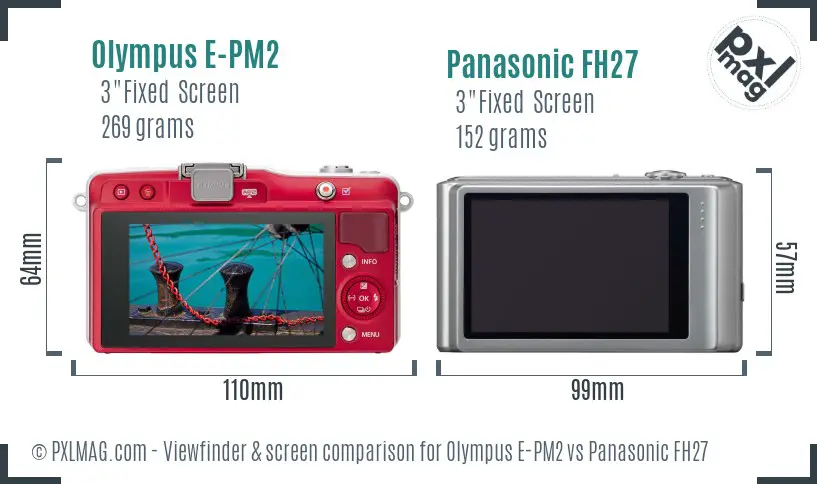 Olympus E-PM2 vs Panasonic FH27 Screen and Viewfinder comparison