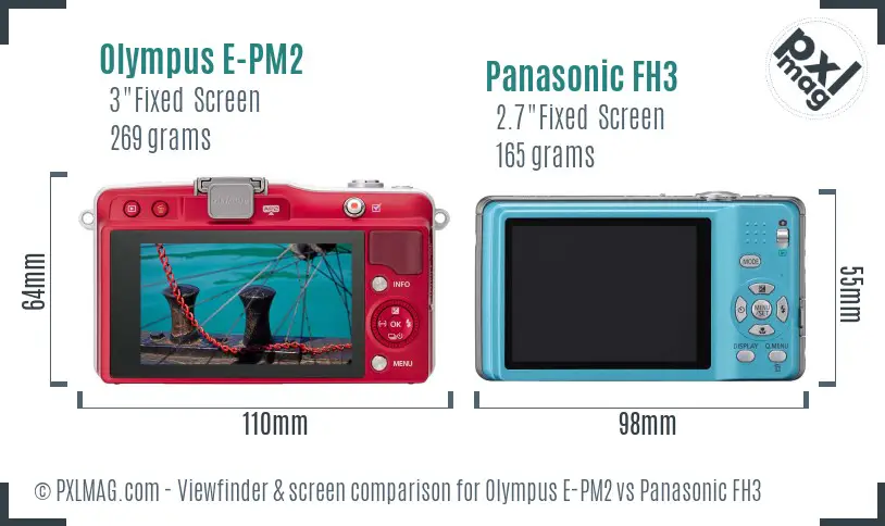 Olympus E-PM2 vs Panasonic FH3 Screen and Viewfinder comparison