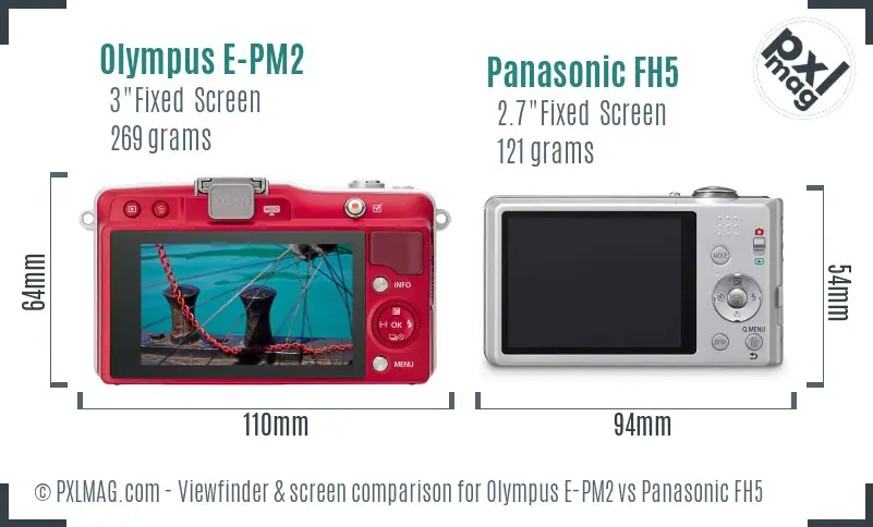 Olympus E-PM2 vs Panasonic FH5 Screen and Viewfinder comparison