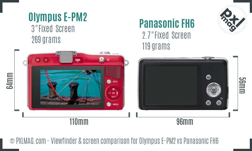 Olympus E-PM2 vs Panasonic FH6 Screen and Viewfinder comparison