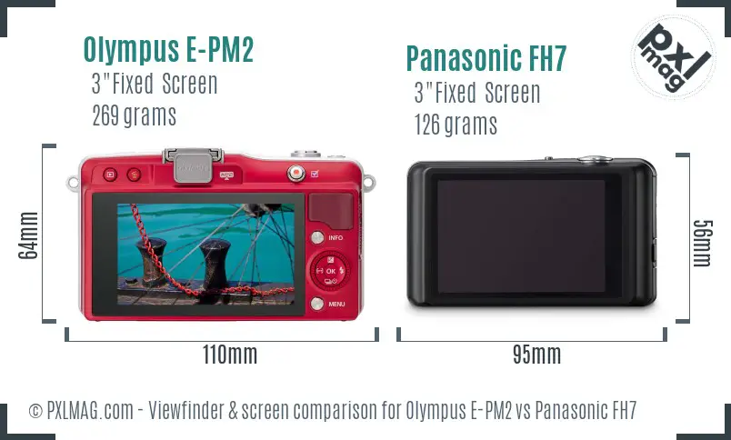 Olympus E-PM2 vs Panasonic FH7 Screen and Viewfinder comparison