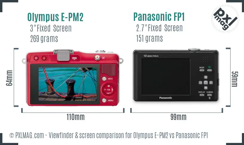 Olympus E-PM2 vs Panasonic FP1 Screen and Viewfinder comparison
