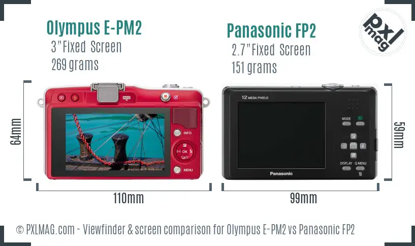 Olympus E-PM2 vs Panasonic FP2 Screen and Viewfinder comparison