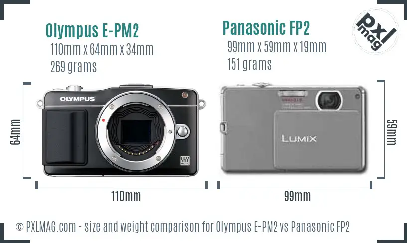 Olympus E-PM2 vs Panasonic FP2 size comparison