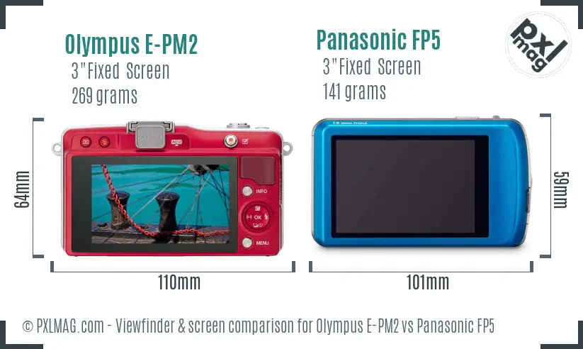Olympus E-PM2 vs Panasonic FP5 Screen and Viewfinder comparison