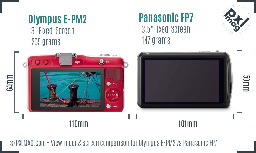 Olympus E-PM2 vs Panasonic FP7 Screen and Viewfinder comparison