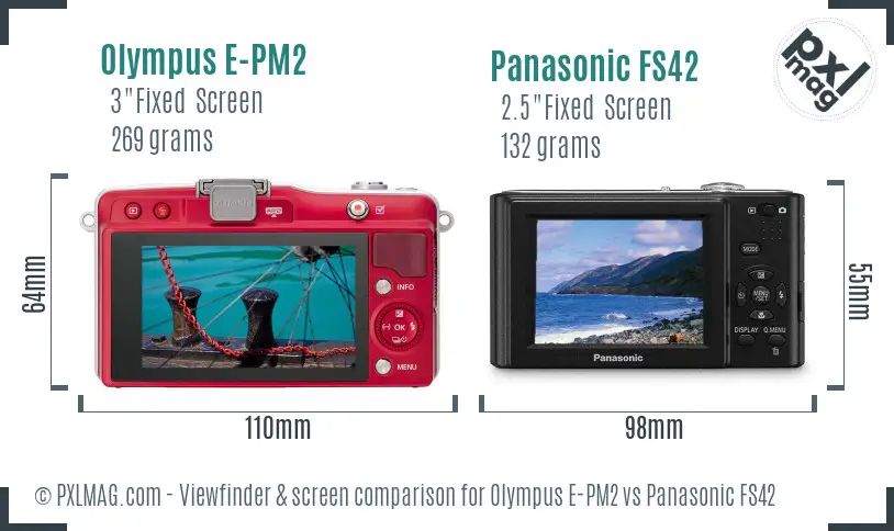 Olympus E-PM2 vs Panasonic FS42 Screen and Viewfinder comparison