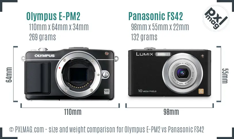 Olympus E-PM2 vs Panasonic FS42 size comparison