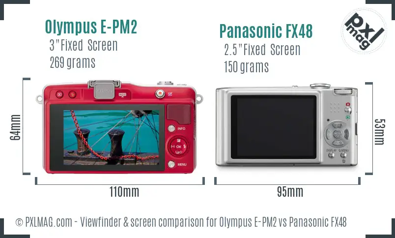 Olympus E-PM2 vs Panasonic FX48 Screen and Viewfinder comparison