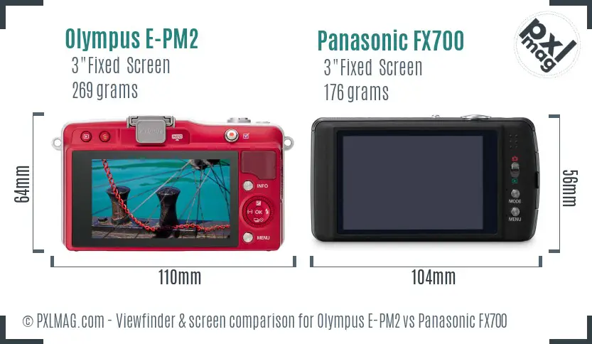 Olympus E-PM2 vs Panasonic FX700 Screen and Viewfinder comparison