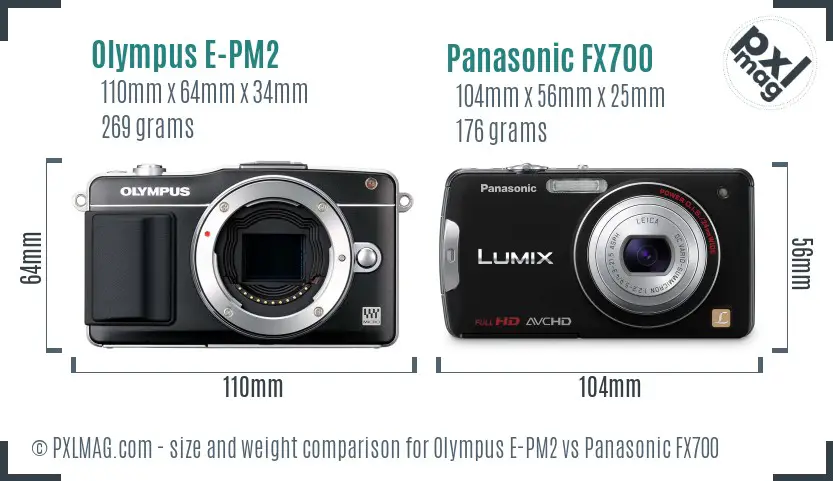 Olympus E-PM2 vs Panasonic FX700 size comparison