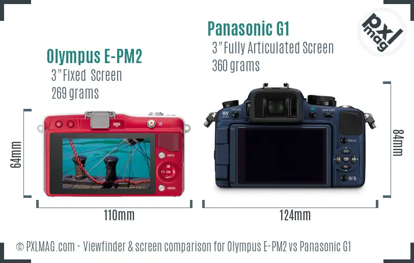 Olympus E-PM2 vs Panasonic G1 Screen and Viewfinder comparison