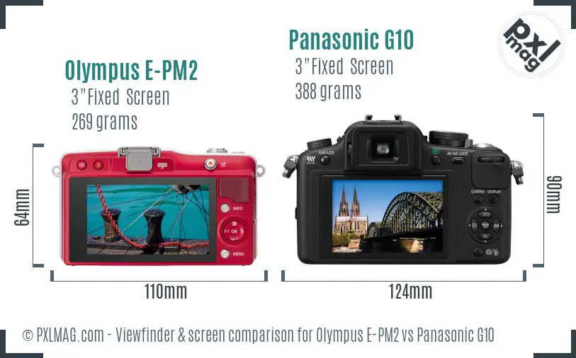 Olympus E-PM2 vs Panasonic G10 Screen and Viewfinder comparison