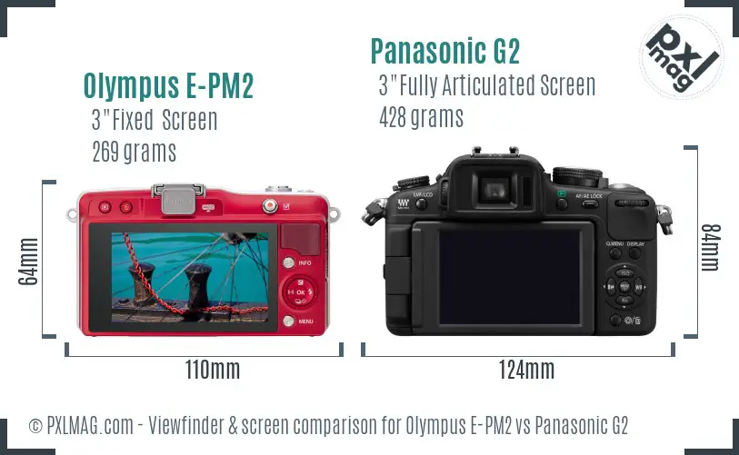 Olympus E-PM2 vs Panasonic G2 Screen and Viewfinder comparison