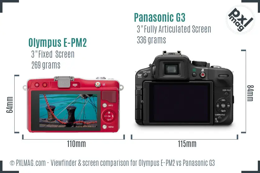 Olympus E-PM2 vs Panasonic G3 Screen and Viewfinder comparison