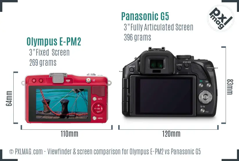 Olympus E-PM2 vs Panasonic G5 Screen and Viewfinder comparison