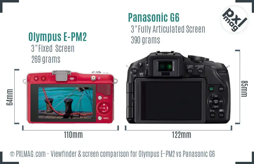 Olympus E-PM2 vs Panasonic G6 Screen and Viewfinder comparison