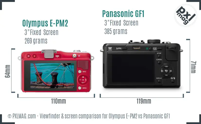 Olympus E-PM2 vs Panasonic GF1 Screen and Viewfinder comparison