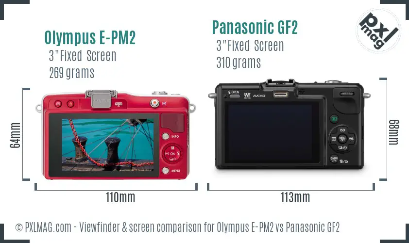 Olympus E-PM2 vs Panasonic GF2 Screen and Viewfinder comparison